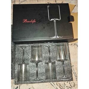 Baclife brand wine glasses unique modern cylindrical design in a set of four